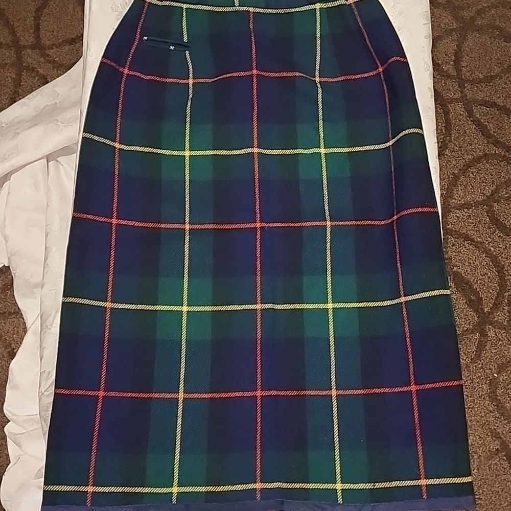 Vintage Garland Long Plaid Pencil Skirt see measurements! Homemade 60'S-70's